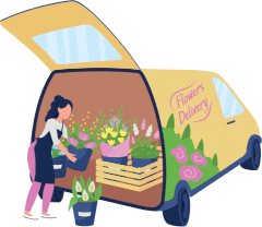 camionnette pour livraison de fleurs sur Arzano, Plouay, Quimperlé